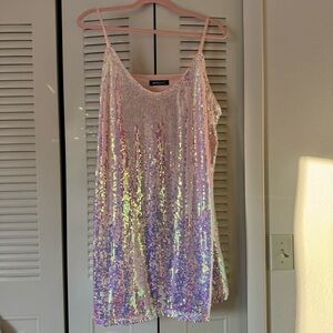 Pink Sequin Shift Dress